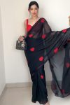 Super extravagant 1-Minute Ready To Wear Black Georgette Saree