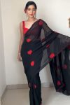 Super extravagant 1-Minute Ready To Wear Black Georgette Saree