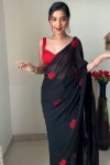 Super extravagant 1-Minute Ready To Wear Black Georgette Saree