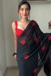 Super extravagant 1-Minute Ready To Wear Black Georgette Saree