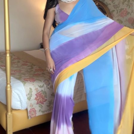 Mesmerising 1-Minute Ready To Wear Multi Color Georgette Saree