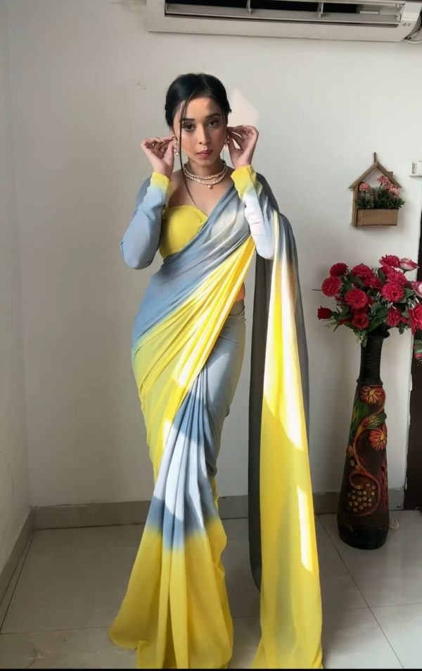 Flattering 1-Minute Ready To Wear Multi Color Georgette Saree