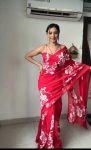 Gleaming 1-Minute Ready To Wear Red Georgette Saree