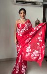 Gleaming 1-Minute Ready To Wear Red Georgette Saree