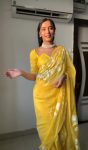 Luminous 1-Minute Ready To Wear Yellow Georgette Saree