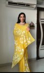 Luminous 1-Minute Ready To Wear Yellow Georgette Saree