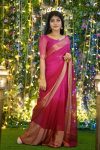 Imbrication 1-Minute Ready To Wear Dark Pink Chiffon Silk Saree