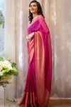 Imbrication 1-Minute Ready To Wear Dark Pink Chiffon Silk Saree