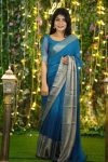 Staggering 1-Minute Ready To Wear Firozi Chiffon Silk Saree