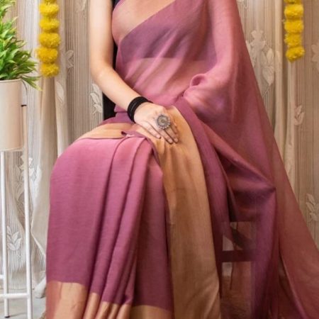 Epiphany 1-Minute Ready To Wear Pink Chiffon Silk Saree