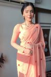 Smashing 1-Minute Ready To Wear Peach Georgette Saree