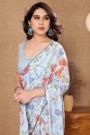 Mellifluous 1-Minute Ready To Wear Sky Georgette Saree