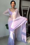 Glamorous 1-Minute Ready To Wear Lavender and Pink Georgette Saree