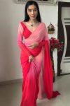 Allure 1-Minute Ready To Wear Red and Baby Pink Georgette Saree