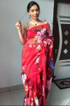 Seraglio 1-Minute Ready To Wear Red Organza Silk Saree