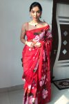 Seraglio 1-Minute Ready To Wear Red Organza Silk Saree