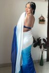 Vibrant 1-Minute Ready To Wear Firozi and Blue Georgette Saree