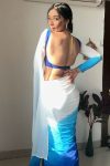 Vibrant 1-Minute Ready To Wear Firozi and Blue Georgette Saree