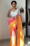 Luminous 1-Minute Ready To Wear Yellow and Pink Georgette Saree