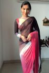 Resplendent 1-Minute Ready To Wear Black and Pink Georgette Saree