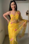 Glamorous 1-Minute Ready To Wear Yellow Organza Silk Saree