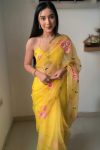 Glamorous 1-Minute Ready To Wear Yellow Organza Silk Saree