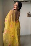 Glamorous 1-Minute Ready To Wear Yellow Organza Silk Saree