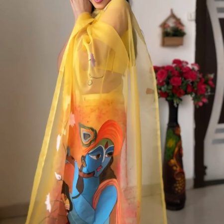 Vivacious 1-Minute Ready To Wear Yellow Organza Silk Saree