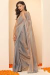 Exquisite Grey Fancy Silk Saree With Desuetude Blouse Piece