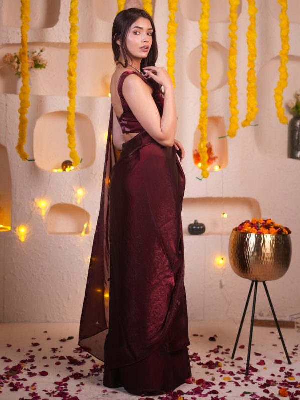 Fugacious Maroon Fancy Silk Saree With Enchanting Blouse Piece