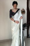 Adorable 1-Minute Ready To Wear White Satin Silk Saree