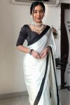 Adorable 1-Minute Ready To Wear White Satin Silk Saree