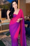 Twirling 1-Minute Ready To Wear Pink and Purple Georgette Saree