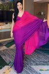 Twirling 1-Minute Ready To Wear Pink and Purple Georgette Saree