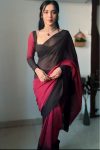 Preferable 1-Minute Ready To Wear Black and Maroon Georgette Saree