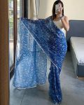 Enthralling 1-Minute Ready To Wear Blue Georgette Saree