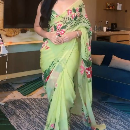 Lovely 1-Minute Ready To Wear Pista Georgette Saree