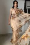 Super classy 1-Minute Ready To Wear Beige Organza Silk Saree