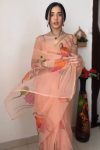 Imbrication 1-Minute Ready To Wear Peach Organza Silk Saree