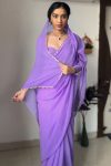 Dalliance 1-Minute Ready To Wear Lavender Georgette Saree