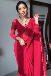 Arresting 1-Minute Ready To Wear Red Georgette Saree