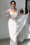 Skinny 1-Minute Ready To Wear White Georgette Saree