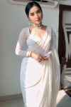 Skinny 1-Minute Ready To Wear White Georgette Saree