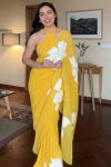 Piquant 1-Minute Ready To Wear Yellow Georgette Saree