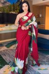 Scintillating 1-Minute Ready To Wear Red Georgette Saree