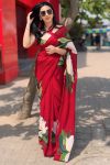 Scintillating 1-Minute Ready To Wear Red Georgette Saree