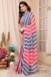 Stylish 1-Minute Ready To Wear Grey and Pink Georgette Saree