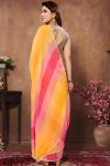 Traditional 1-Minute Ready To Wear Yellow and Pink Georgette Saree