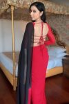 Prettiest 1-Minute Ready To Wear Red and Black Georgette Saree