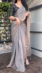 Smart Grey Fancy Silk Saree With Efflorescence Blouse Piece